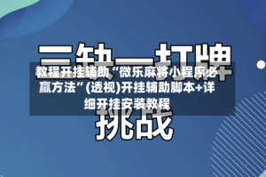 教程开挂辅助“微乐麻将小程序必赢方法”(透视)开挂辅助脚本+详细开挂安装教程