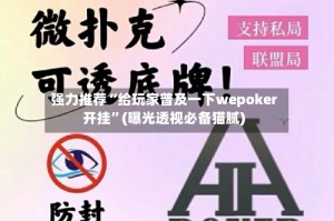 强力推荐“给玩家普及一下wepoker开挂”(曝光透视必备猫腻)