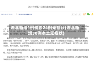 湖北新增1例确诊24例无症状(湖北新增30例本土无症状)