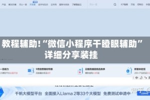 教程辅助!“微信小程序干瞪眼辅助”详细分享装挂