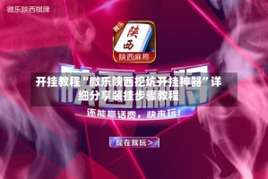 开挂教程“微乐陕西挖坑开挂神器”详细分享装挂步骤教程