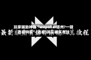 玩家辅助神器“wepoker德州?一键透视购买”(透视)其实确实有挂