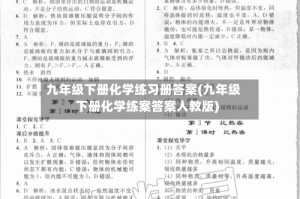 九年级下册化学练习册答案(九年级下册化学练案答案人教版)