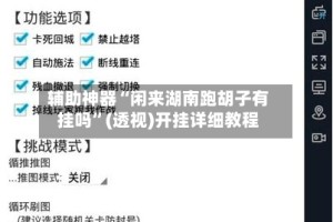 辅助神器“闲来湖南跑胡子有挂吗”(透视)开挂详细教程