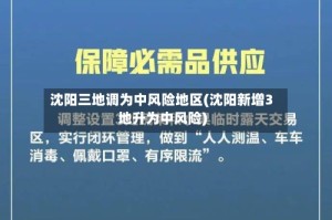 沈阳三地调为中风险地区(沈阳新增3地升为中风险)