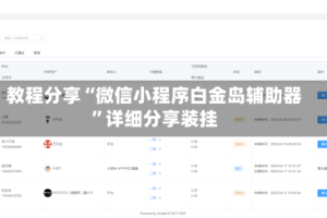 教程分享“微信小程序白金岛辅助器”详细分享装挂