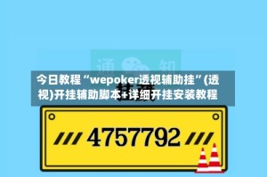 今日教程“wepoker透视辅助挂”(透视)开挂辅助脚本+详细开挂安装教程