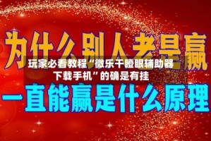 玩家必看教程“微乐干瞪眼辅助器下载手机”的确是有挂