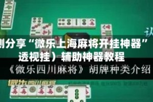 实测分享“微乐上海麻将开挂神器”（透视挂）辅助神器教程
