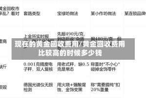 现在的黄金回收费用/黄金回收费用比较高的时候多少钱
