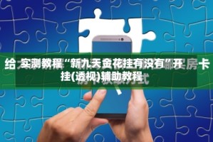 实测教程“新九天金花挂有没有”开挂(透视)辅助教程