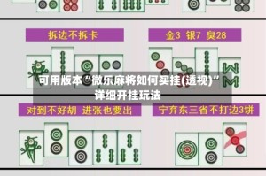 可用版本“微乐麻将如何买挂(透视)”详细开挂玩法