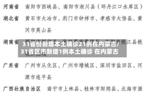 31省份新增本土确诊21例在内蒙古/31省区市新增1例本土确诊 在内蒙古