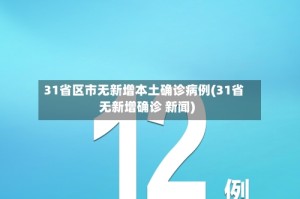 31省区市无新增本土确诊病例(31省无新增确诊 新闻)