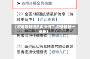 【疫情最新消息多少例了,疫情最新一览表】