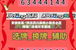 重磅来袭“微乐四川麻将小程序必赢神器”详细分享装挂