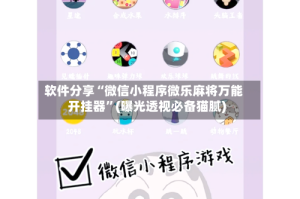 软件分享“微信小程序微乐麻将万能开挂器”(曝光透视必备猫腻)