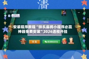 安装程序教程“微乐麻将小程序必赢神器免费安装”2026透视开挂