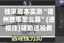 独家脚本实测“德州胜率怎么算”(透视挂)辅助透视教程