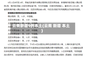 云南新增9例本土(云南 新增 本土)