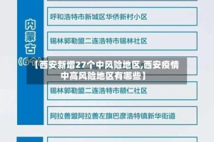 【西安新增27个中风险地区,西安疫情中高风险地区有哪些】