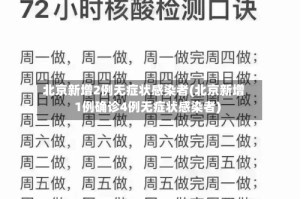 北京新增2例无症状感染者(北京新增1例确诊4例无症状感染者)