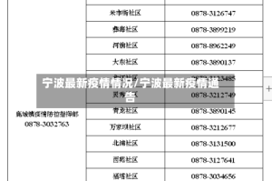 宁波最新疫情情况/宁波最新疫情通告