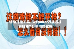 辅助开挂工具“wepoker万能透视看牌器”分享用挂教程