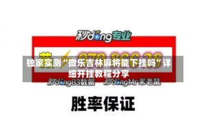 独家实测“微乐吉林麻将能下挂吗”详细开挂教程分享