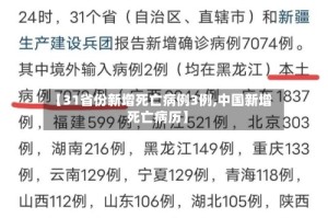 【31省份新增死亡病例3例,中国新增死亡病历】