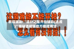 教程辅助!“德扑之星开挂辅助(透视)”揭秘透视辅助万能挂用法