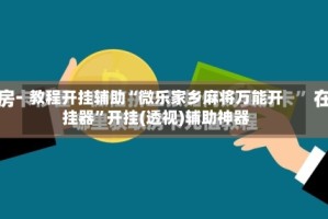 教程开挂辅助“微乐家乡麻将万能开挂器”开挂(透视)辅助神器