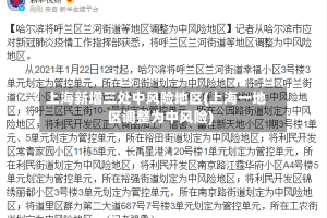 上海新增三处中风险地区(上海一地区调整为中风险)