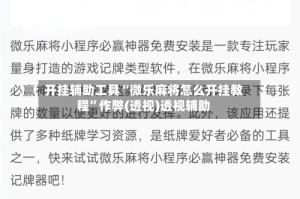开挂辅助工具“微乐麻将怎么开挂教程”作弊(透视)透视辅助