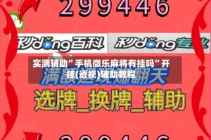 实测辅助”手机微乐麻将有挂吗”开挂(透视)辅助教程