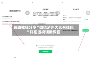 辅助教程分享“微信泸州大贰有挂吗”详细透视辅助教程