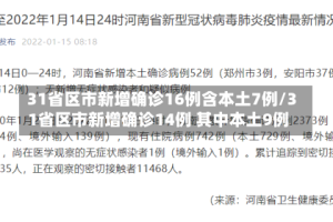 31省区市新增确诊16例含本土7例/31省区市新增确诊14例 其中本土9例