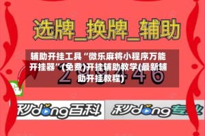 辅助开挂工具“微乐麻将小程序万能开挂器”(免费)开挂辅助教学(最新辅助开挂教程)