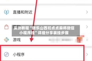 实测教程“微乐山西扣点点麻将微信小程序挂”详细分享装挂步骤