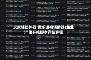 玩家辅助神器:微乐透视辅助器(免费)”附开挂脚本详细步骤