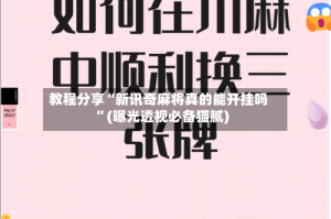 教程分享“新讯奇麻将真的能开挂吗”(曝光透视必备猫腻)