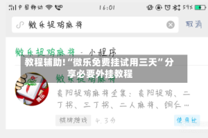 教程辅助!“微乐免费挂试用三天”分享必要外挂教程