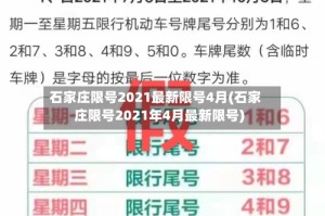 石家庄限号2021最新限号4月(石家庄限号2021年4月最新限号)