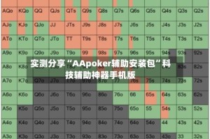 实测分享“AApoker辅助安装包”科技辅助神器手机版