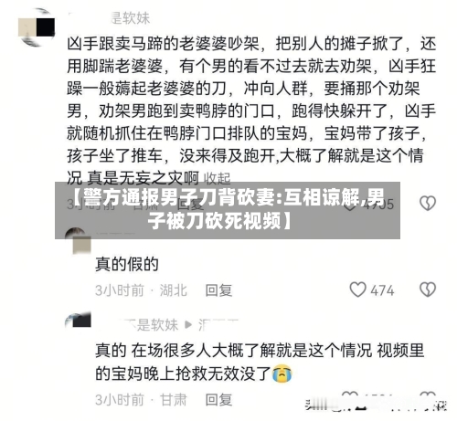 【警方通报男子刀背砍妻:互相谅解,男子被刀砍死视频】-第2张图片