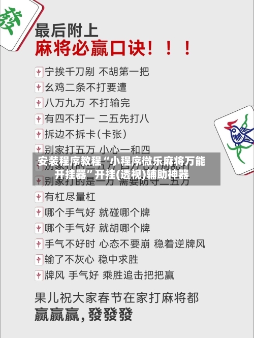 安装程序教程“小程序微乐麻将万能开挂器”开挂(透视)辅助神器-第3张图片