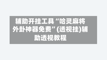 辅助开挂工具“哈灵麻将外卦神器免费”(透视挂)辅助透视教程-第3张图片