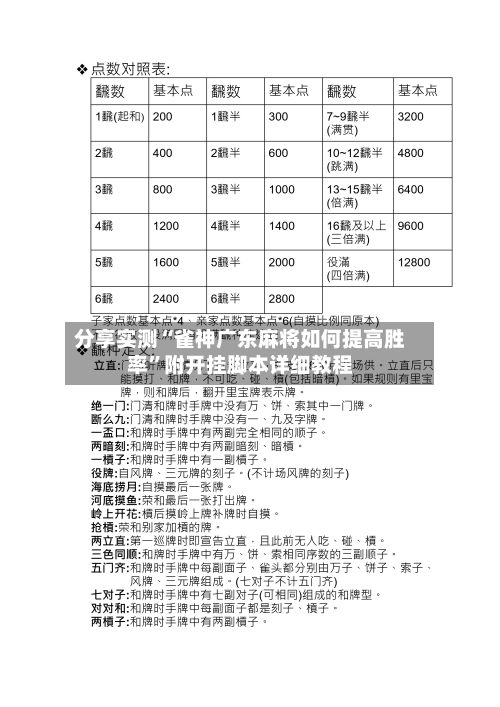 分享实测“雀神广东麻将如何提高胜率	”附开挂脚本详细教程-第1张图片