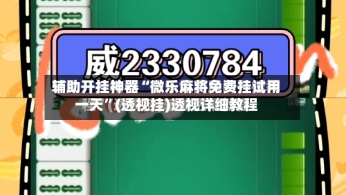 辅助开挂神器“微乐麻将免费挂试用一天”(透视挂)透视详细教程-第1张图片