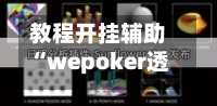 教程开挂辅助“wepoker透视辅助插件	”(透视)开挂辅助脚本+详细开挂安装教程-第1张图片